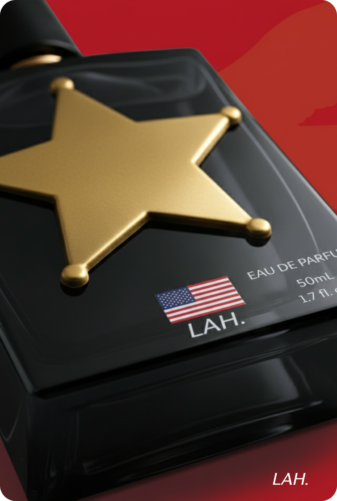 Star sheriff perfume by LAH.
Luxury perfume bottle.