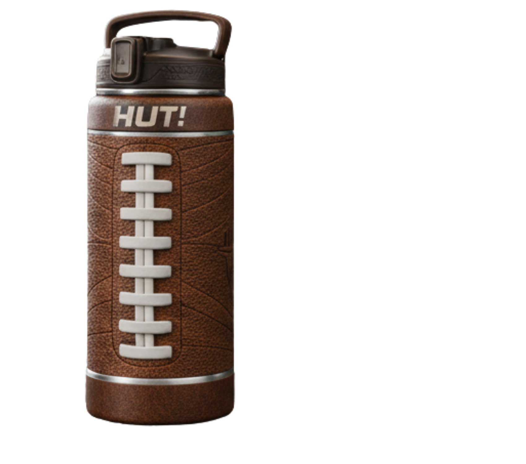 HUT! brown football-inspired bottle